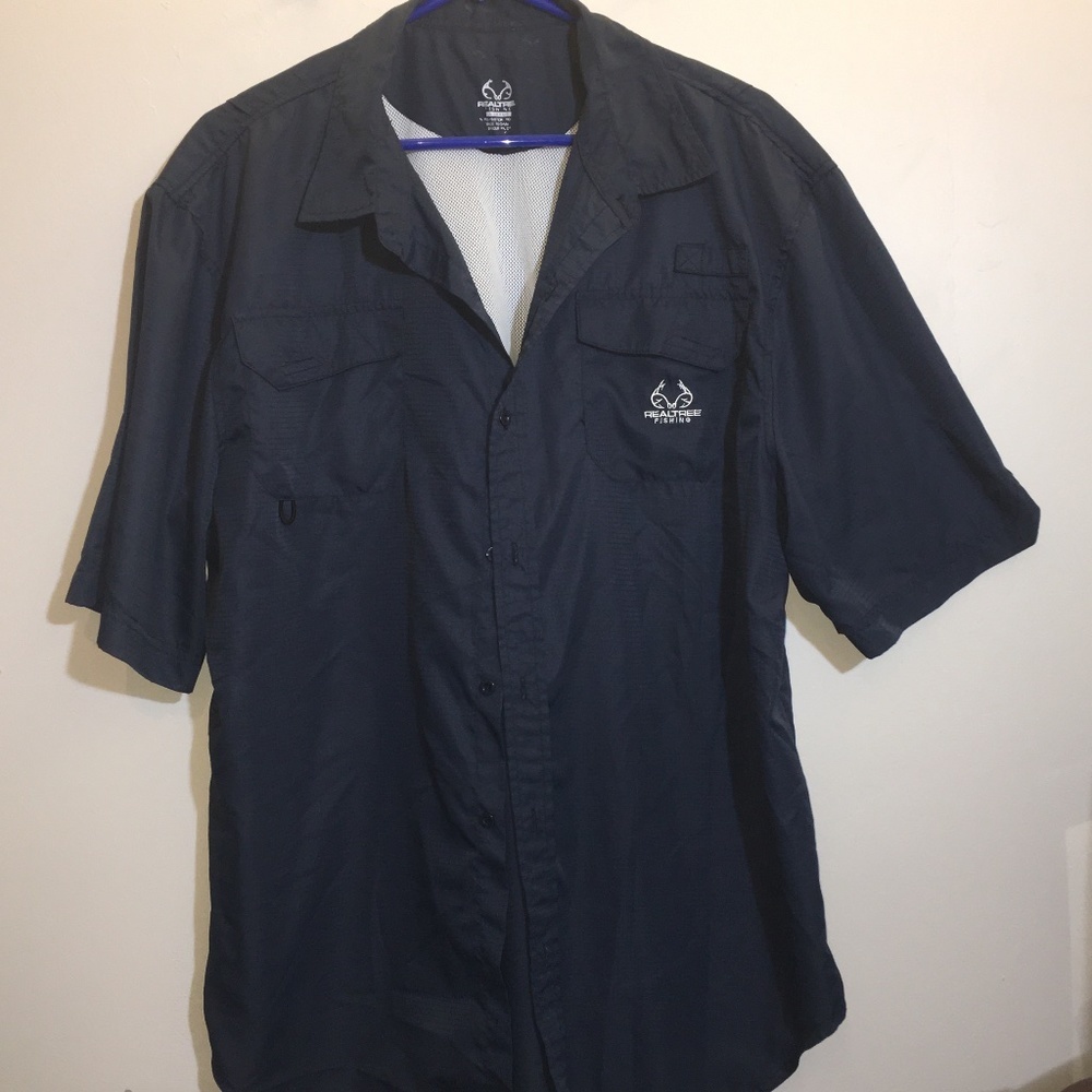 Navy Real Tree Fishing Shirt
